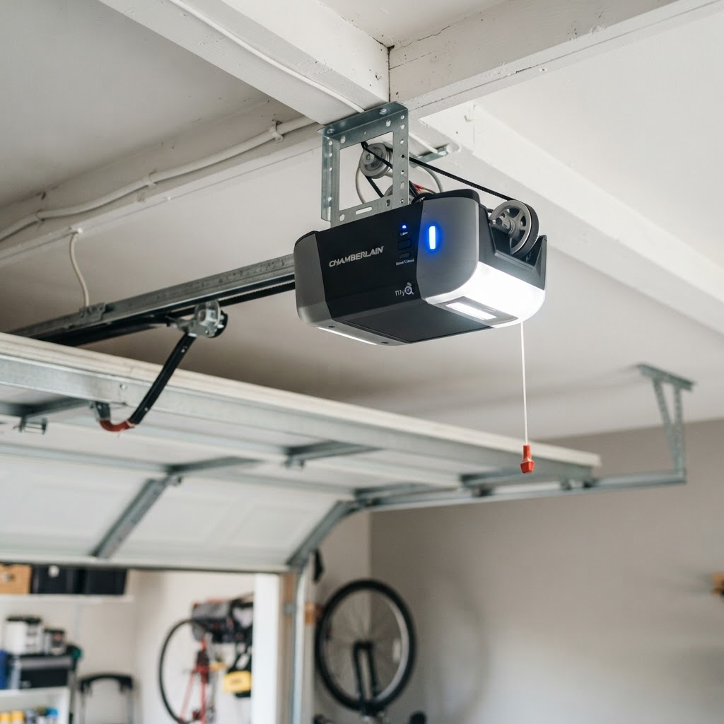 Modern smart garage door opener mechanism